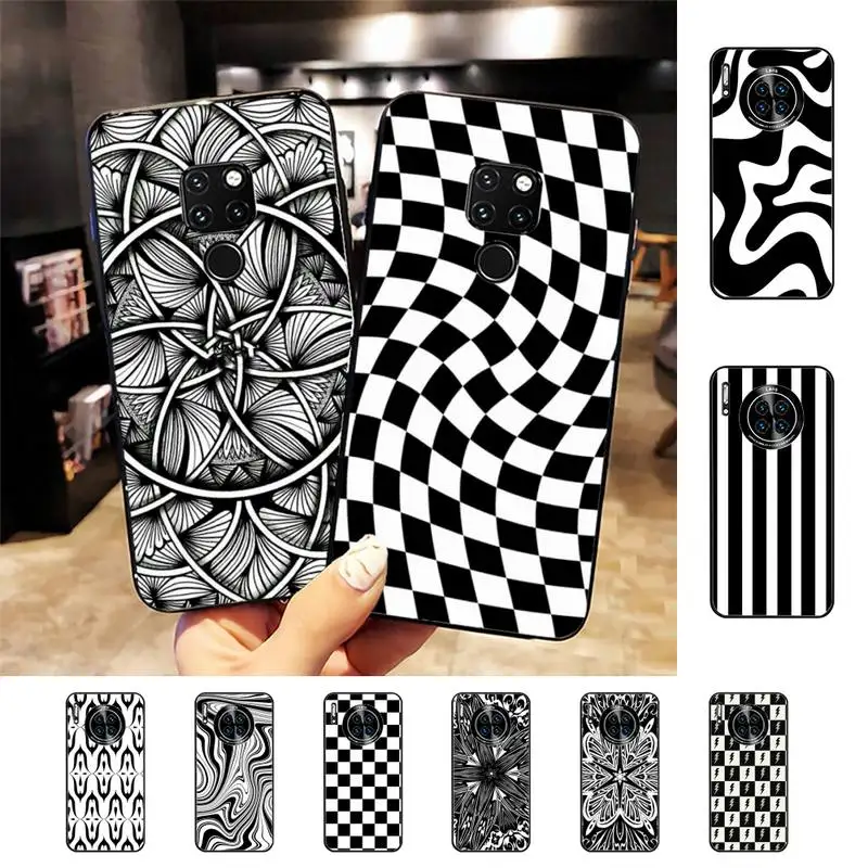 

Black and white Phone Case For Huawei Nova 3I 3E mate 20lite 20Pro 10lite Luxury funda case