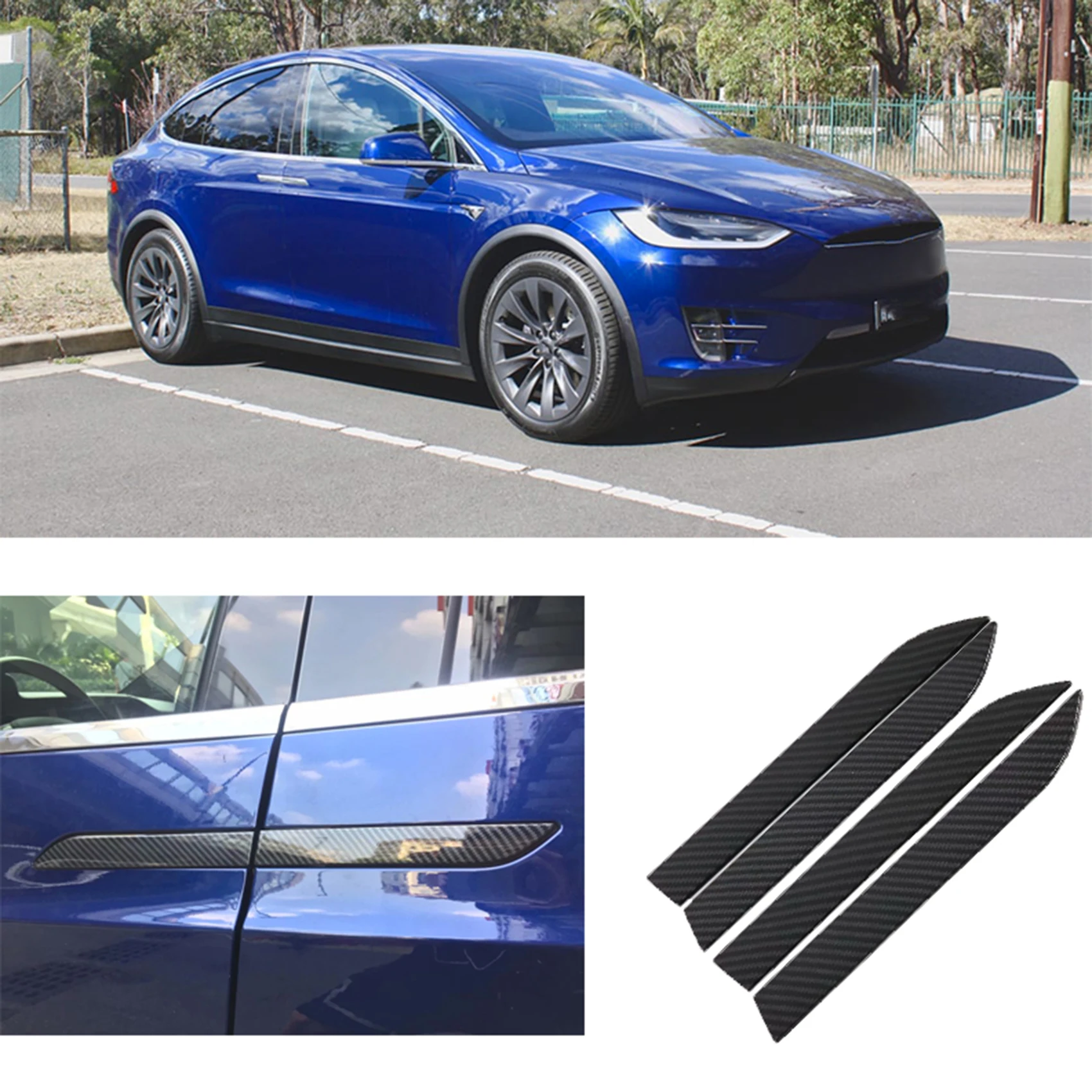 

4 шт., защитная наклейка для Tesla Model X 2019-2021, аксессуары из углеродного волокна