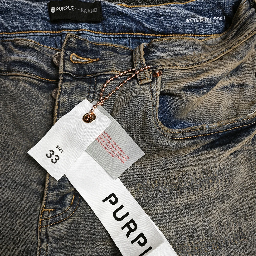 Purple Brand Low Rise Skinny Men Jean Indigo Repair Bleach Gradient Purple Jeans