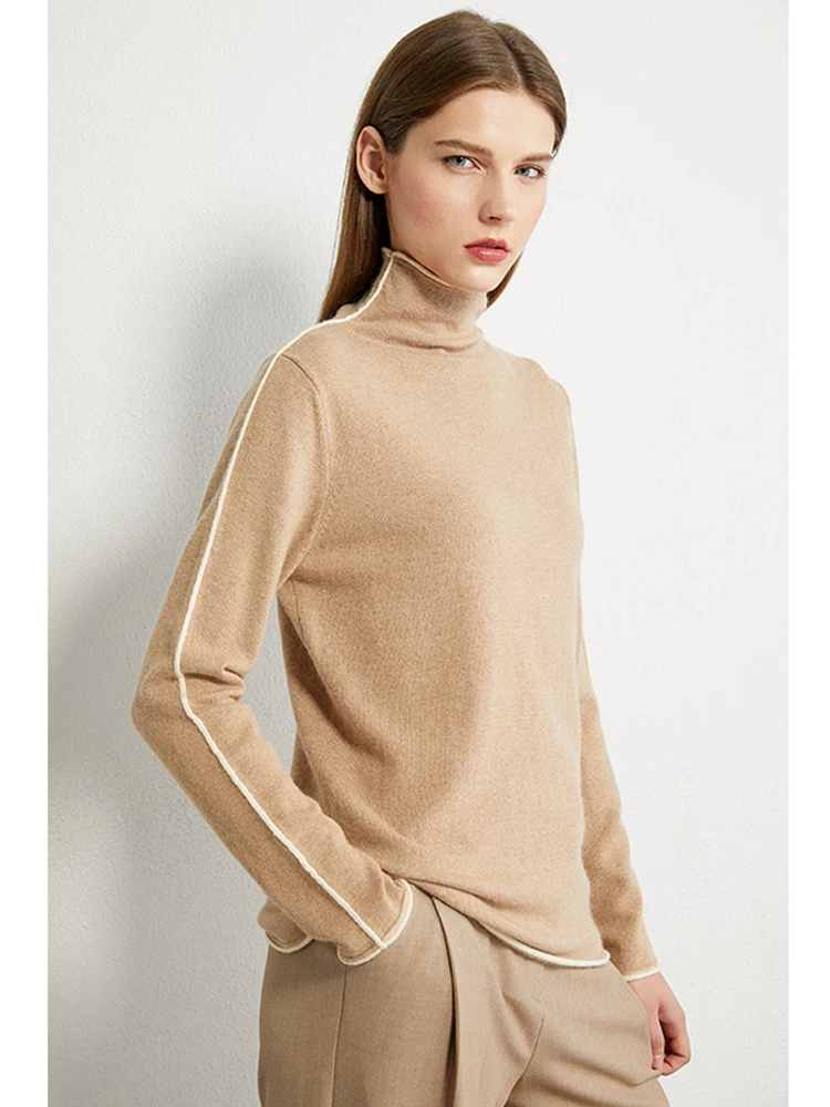 Amii минимализм зимний свитер для женщин Модные водолазки трикотажные топы Осень