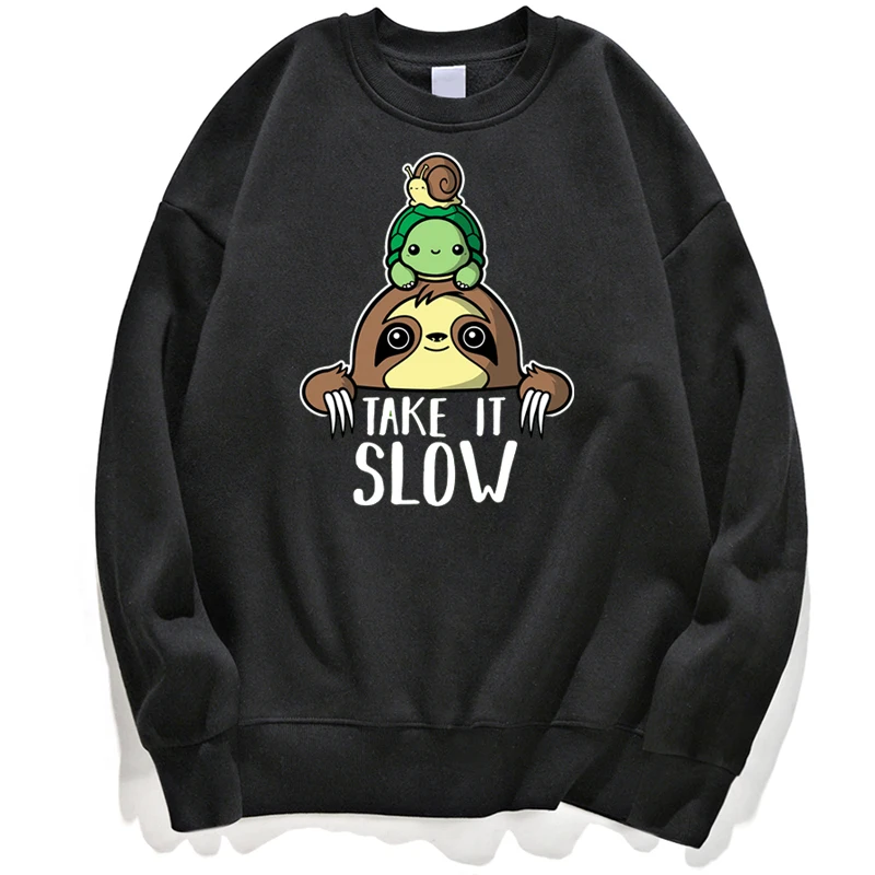 

Take It Slow Tortoise Snail Sloth Funny Animal Hoodies Men Jumper Sweatshirt Hoodie Pullovers Pullover Crewneck Hoody Streetwear