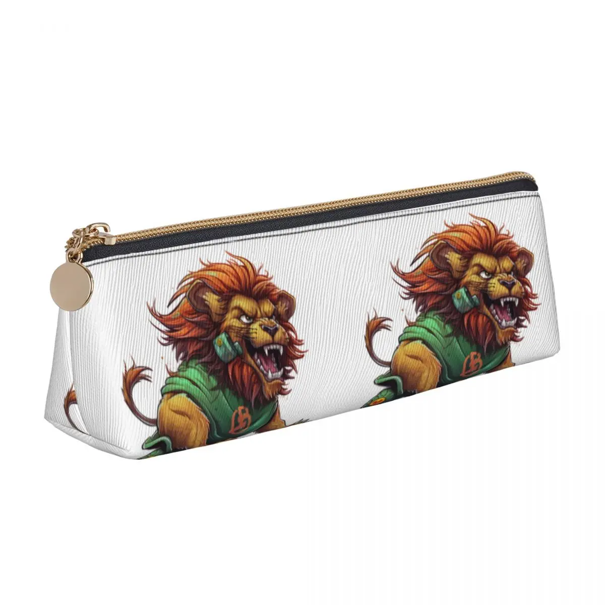 

Кожаный карандаш в виде льва, стильный мультяшный крутой пенал на молнии для начальной школы, треугольный пенал для мальчиков и девочек