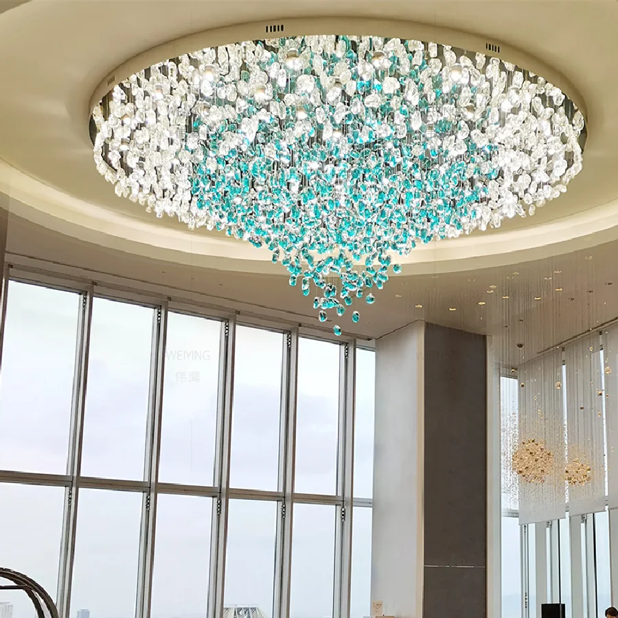 

2022 Modern Stone Glass Chandelier Crystal LED Chandelier Hotel Lobby Villa Decoration Large Project Luxury Ceiling Chandelier