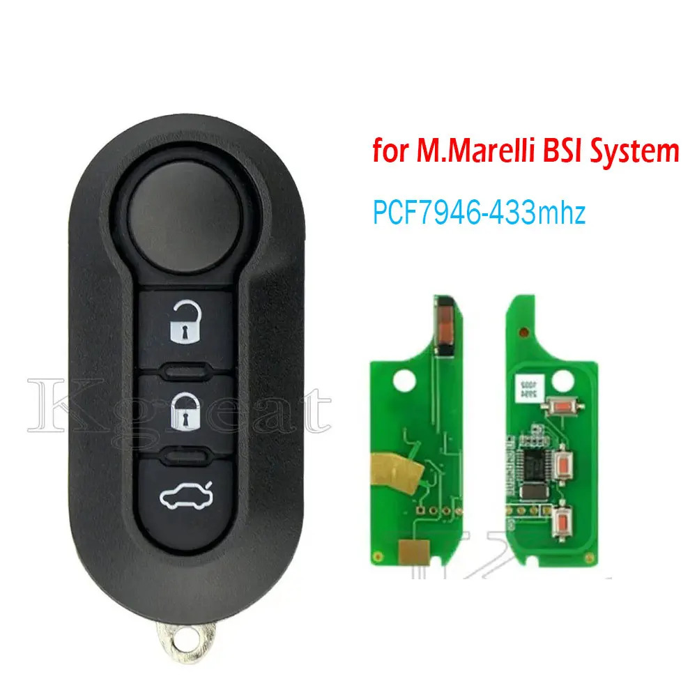 

Автомобильный ключ Kgreat 3BT для Fiat 500 500L Punto Florino Doblo Qubo Punto Evo Grande Punto 433 МГц Marelli / Delphi BSI