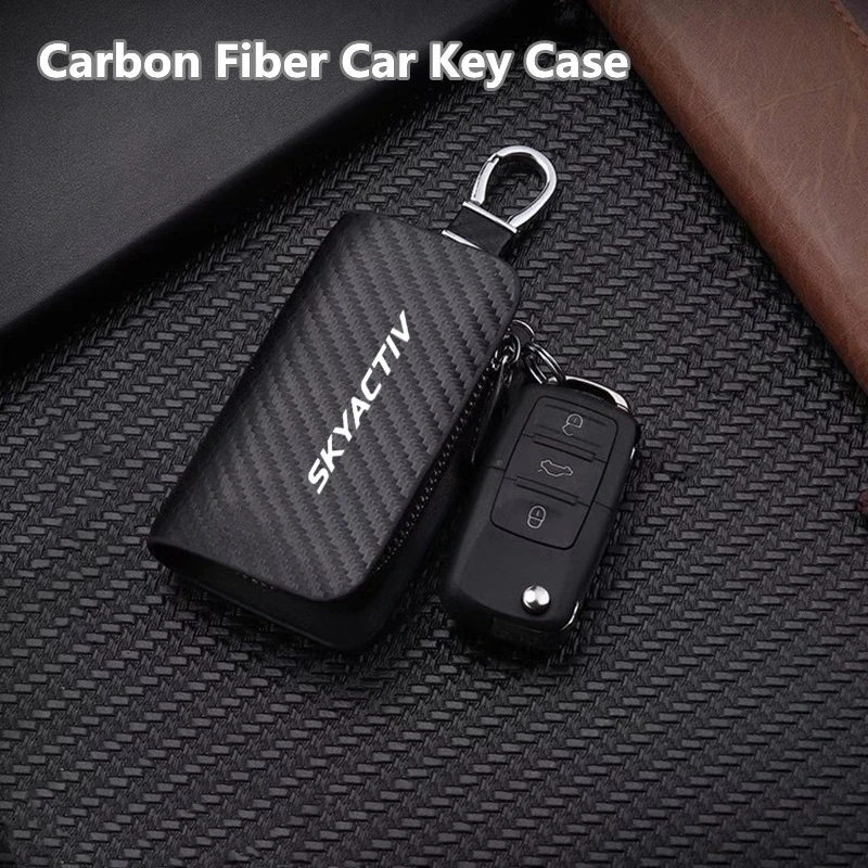 

Carbon Filber Car Remote Key Case Cover Shell Leather Car Keychain for mazda 3 bk 6 gg gh gj cx3 cx5 cx30 cx7 cx8 cx9 mx5 rx8
