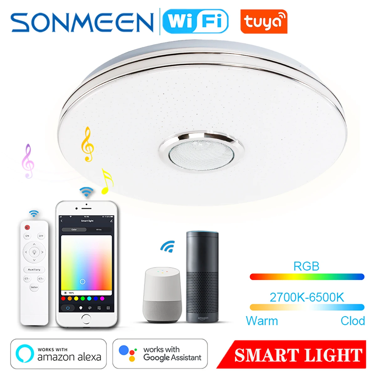 SONMEEN Modern RGB LED Ceiling Light Home Lighting 36W APP bluetooth Music Light Bedroom Smart Ceiling Lamps With Remote Control – купить по цене $39.61 в aliexpress.com | imall.com