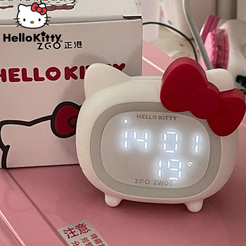 Sanrio Hello Kitty Alarm Clock Y2k Students Table Clock Bluetooth Intelligent Speaker Digital Clock For Bedroom Asthetic Gifts