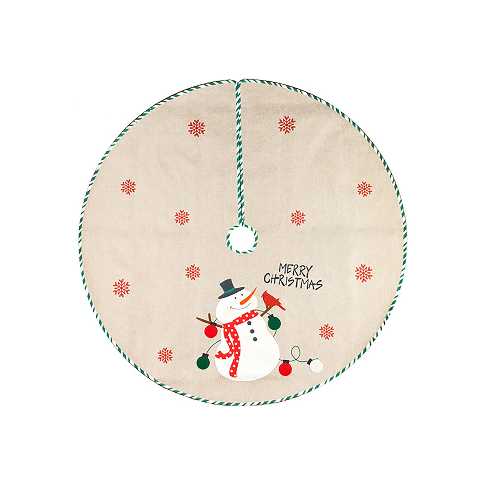 

42inch New Year Base Santa Claus Snowman Ornament Christmas Tree Skirt Gift Embroidery Floor Mat Blanket Holiday Decor Party