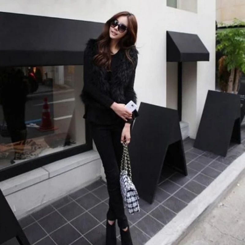 Fur Waistcoat Faux Fur Vest Women 2022 Casual Slim Winter Autumn Sleeveless Fur Jacket Coat 2XL Femme Khaki Black Streetwear