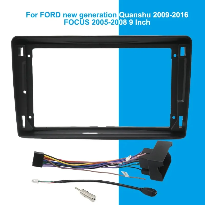 Фото 9-дюймовая 2Din-рамка автомобильного радио для FORD нового поколения Quanshu 2009-2016 FOCUS 2005-2008, комплект стереоадаптеров №5