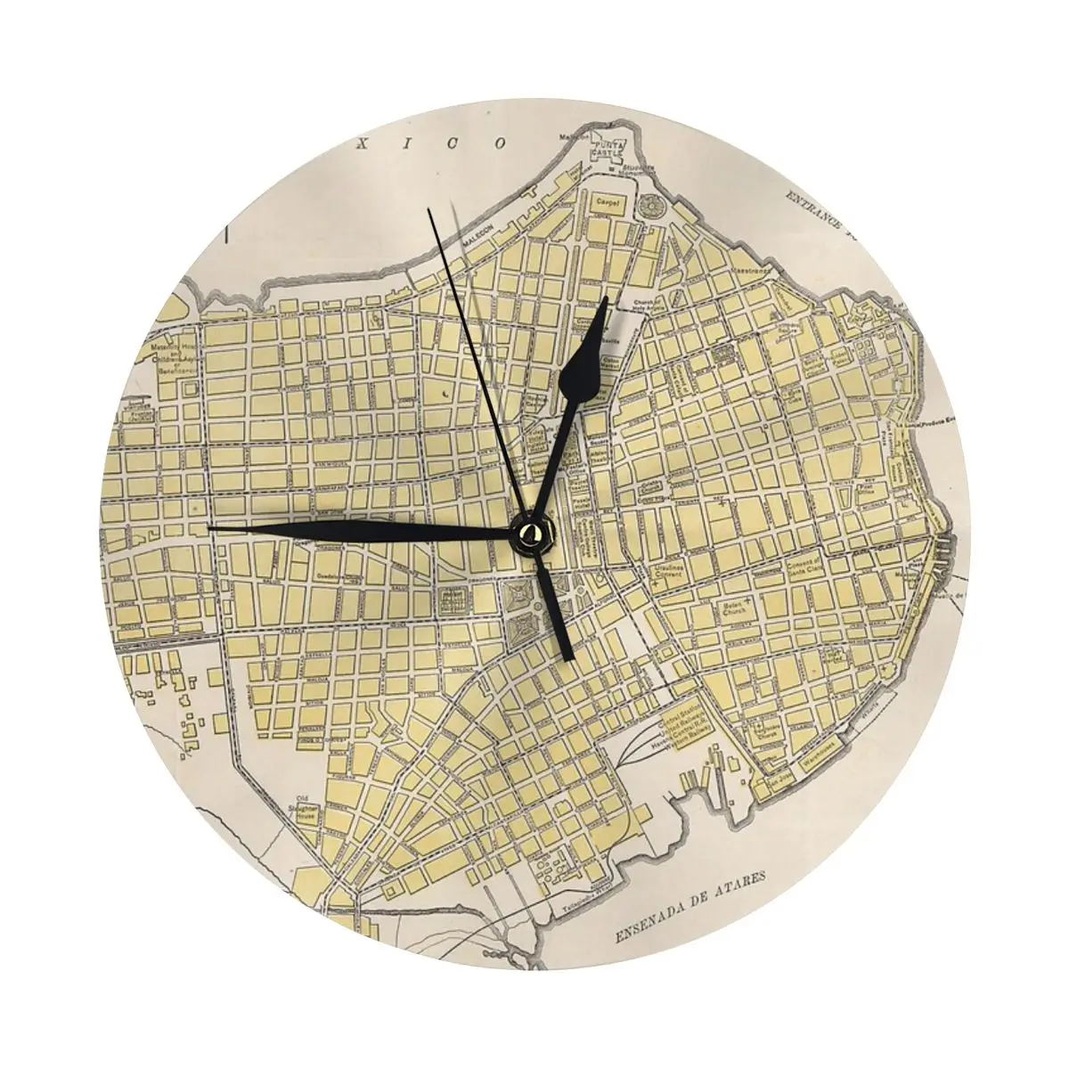 Винтажные круглые Настенные часы с изображением карты Гавана и Кубы (1905)