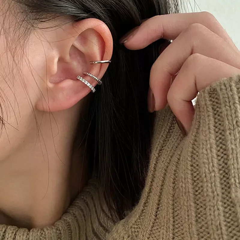 

New in Clips Earring for Women Unisex Minimalist Fashion Cartilage Hoop Earrings Sets Ear Cuff fake piercing Clip on Earring y2k