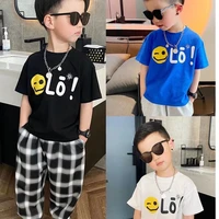 childrens round neck new temperament summer t shirt five point sleeve simple trend all match korean style childrens clothing