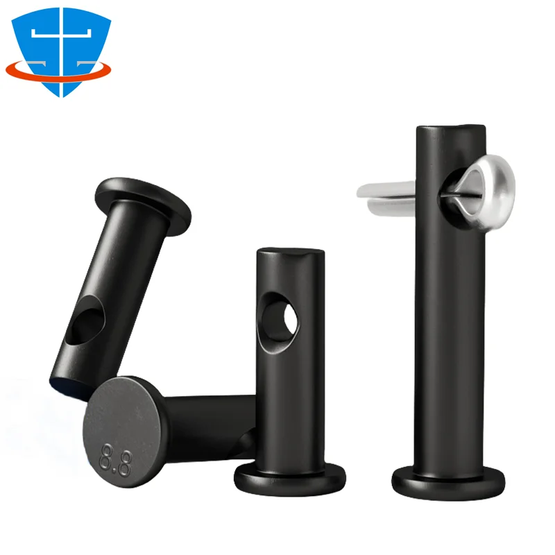 50-1 шт. Черный высокопрочный осевой штифт M4 M5 M6 M8 M10 M12 M14 M16 M20-M30 Стальной штифт с плоской головкой Caron с отверстием DIN22341 Рулон дюбеля