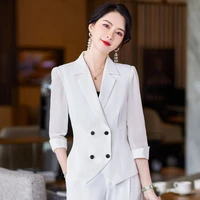 korean spring suit large size office women business white collar formal professional dress work clothes light blue suit pants