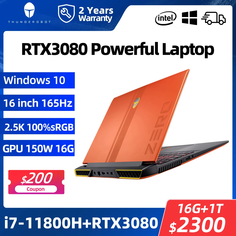 ZERO RTX3080 i7-11800H Gaming Laptop 165Hz 16'' inch 2.5K 16:10 WiFi6 Notebook Computer Laptops Gaming 2 Years Warranty
