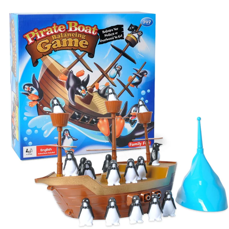 

[ Funny ] Pirate boat game toy Balance the penguin pirate ship Educational toys family parent-child interaction toy baby gift