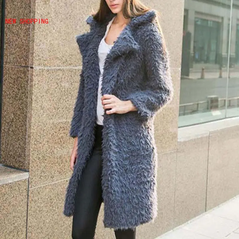 Autumn Casual Fashion Warm Fluffy Teddy Coat Long Faux Fur Coats Women Winter Faux Fur Jacket Female Long Sleeve Outwear Ladies