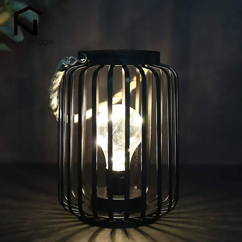 

7.5 inch Metal Cage Candle Holder Lamp Battery Powered Cordless Warm Light with LED Edison Bulb Great Wedding Party Home Decor