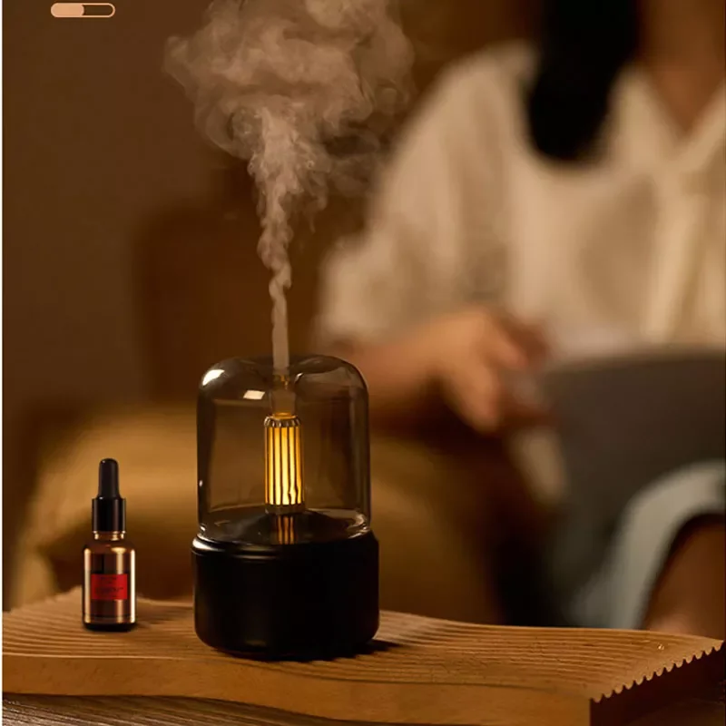 

NEW2023 Romantic Candlelight Aroma Diffuser Portable Air Humidifier Home Room Essential Oil Diffuser Humidifiers Desktop Mist Ma