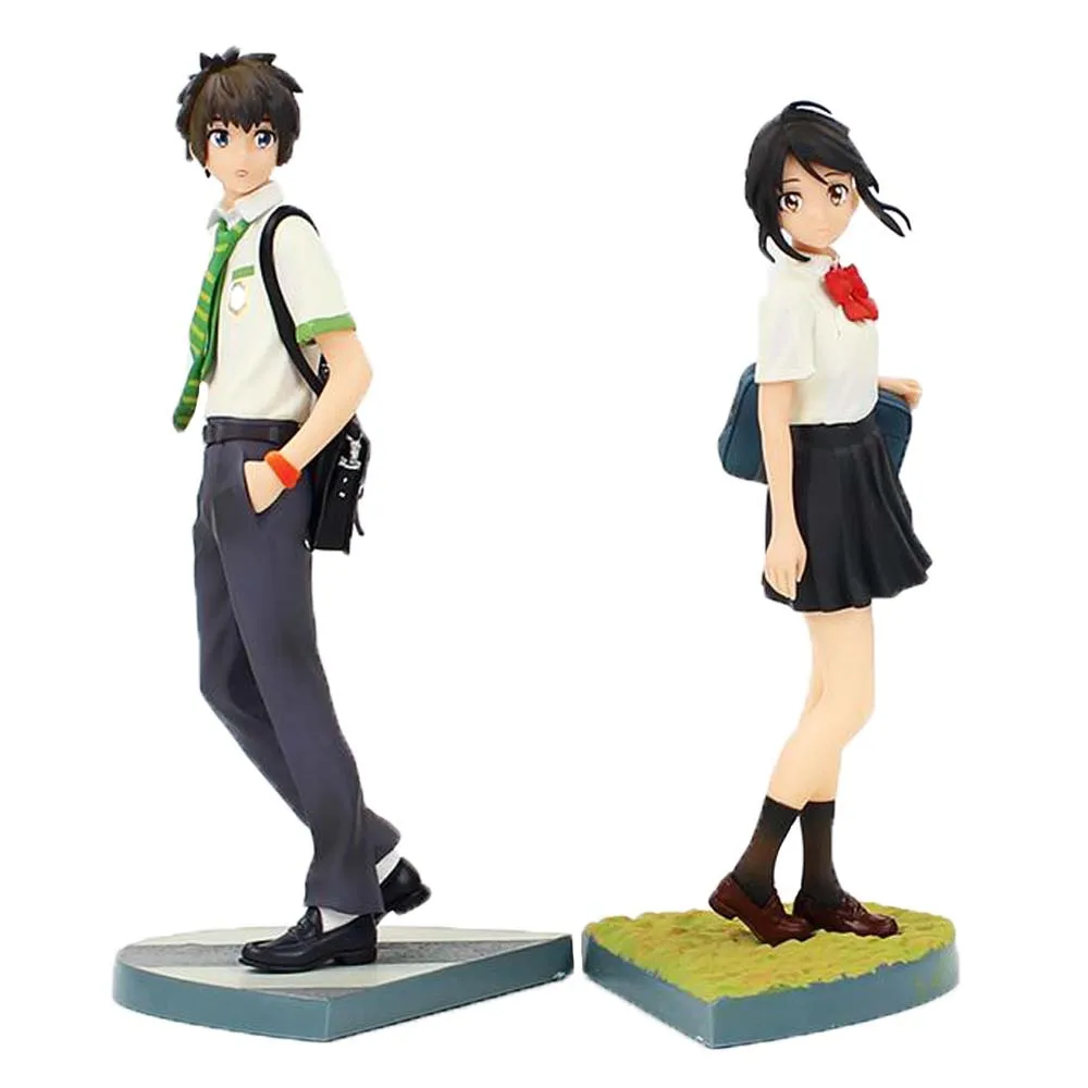 

Bandai 22cm 2pcs/set Anime Your Name Tachibana Taki Miyamizu Mitsuha PVC Action Figure Collectible Model Toy Gifts