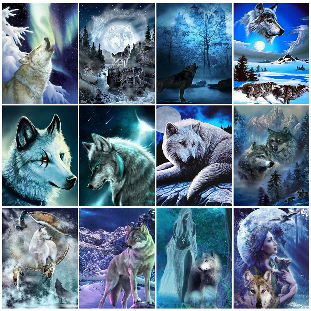 

Алмазная живопись 5D «сделай сам», вышивка животным, волк, Набор для вышивки крестиком, Ручная инкрустация, детские подарки, домашнее настенн...