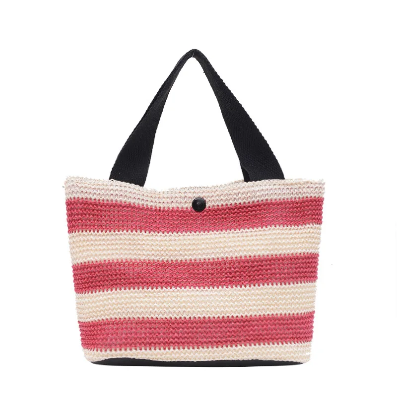 

Summer Weave Handbags for Women Fashion Women's Beach Bag 2022 Trend Large Capacity Female Handle Shopper Bag Striped Tote Bag