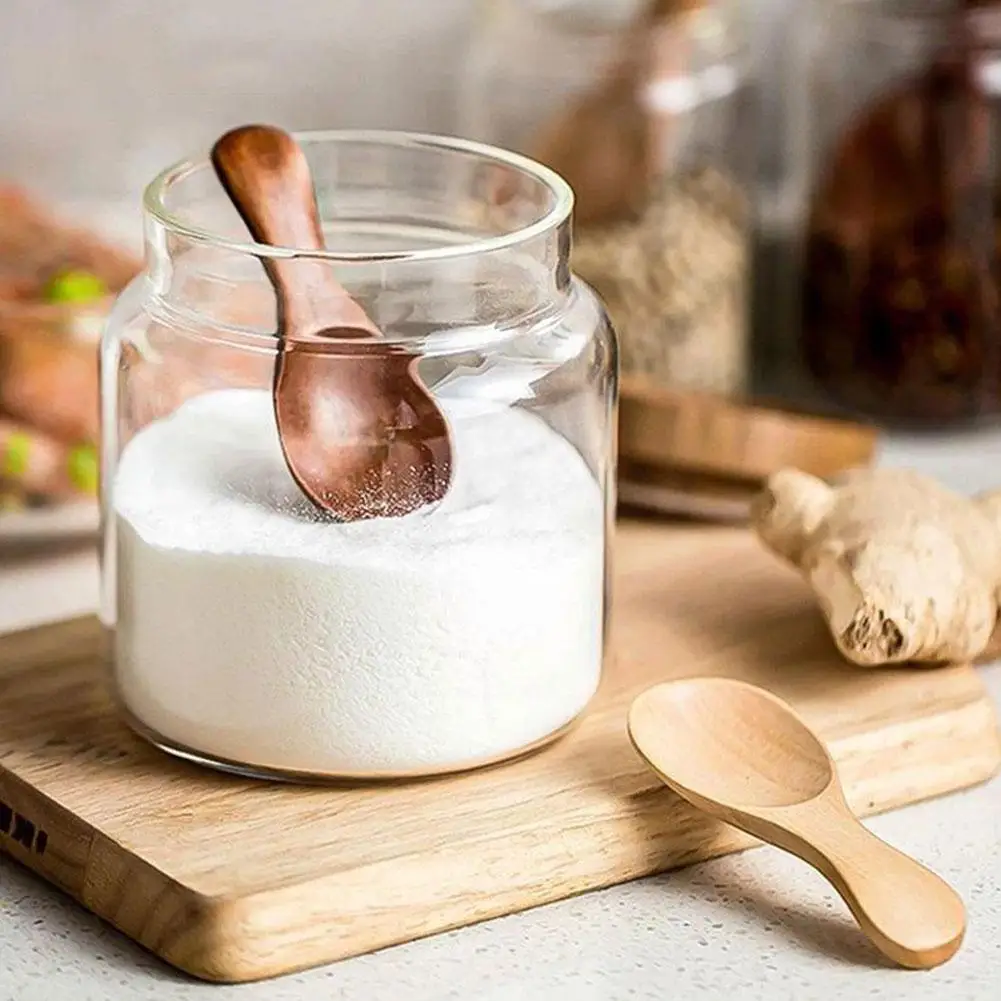 

1pc Mini Wooden Spoons Small Kitchen Spice Condiment Kitchen Gadgets Handle Coffee Spoon Scoop Tea Short Wood Spoon Kids Su I8h4