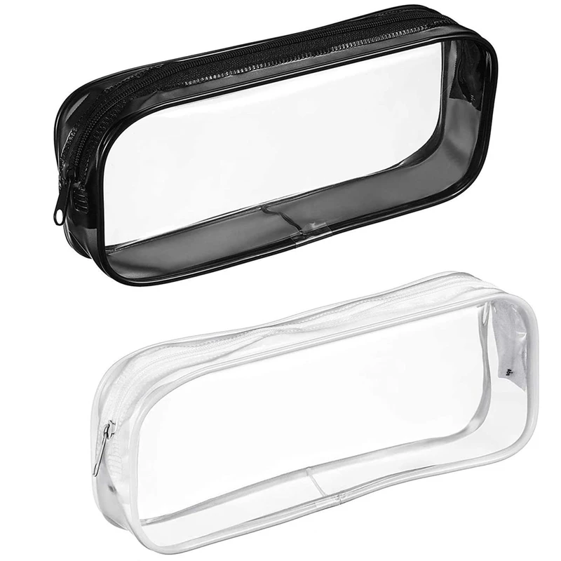 

2 Pcs Office and School Supplies Clear PVC Zipper Pen Holder Portable Stationery Organizer Large Capacity Pencil Pouch