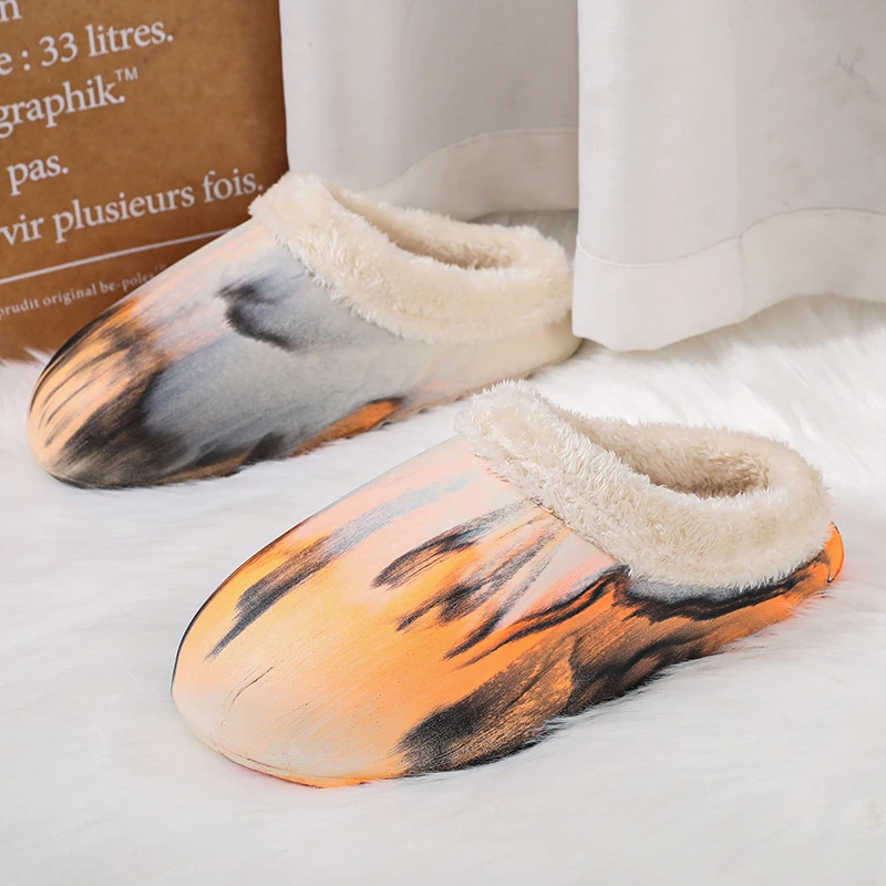 Winter Warm Plus Velvet Slippers Fashion Trend Indoor Home Slippers Non-slip Comfortable Wear-resistant Cotton Shoes Size 36-47