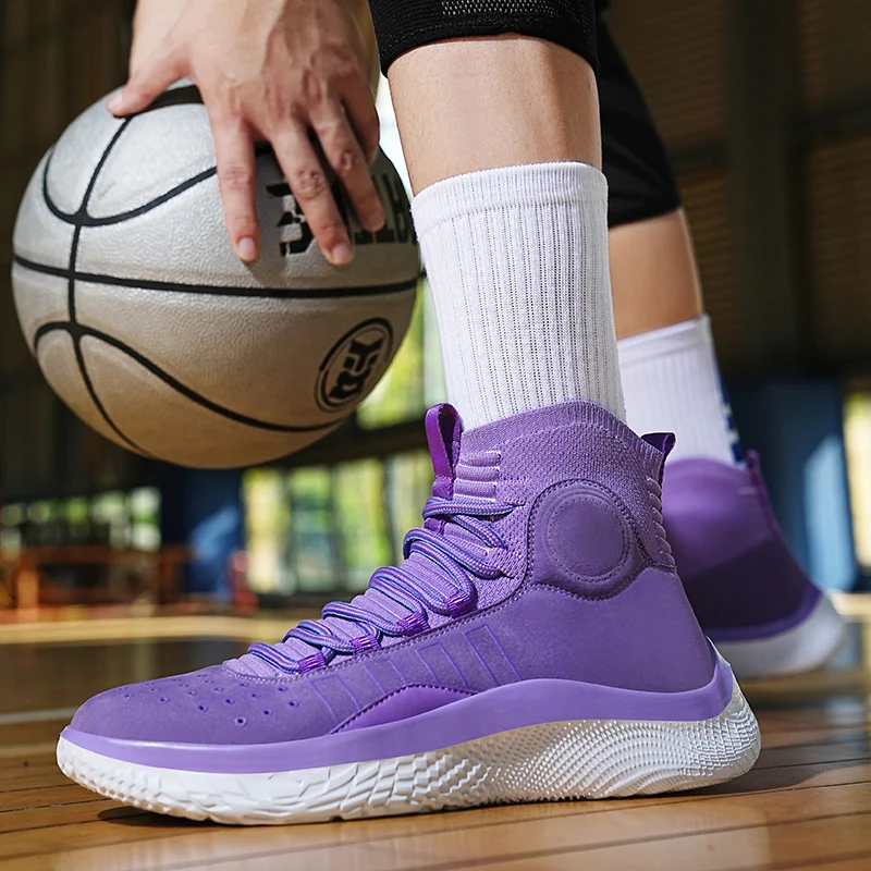 QNX-9513 Ultralight Mens Basketball Sneakers Wearable Gym Training Sports Shoes High-top Breathable Cushion Basketball Shoes