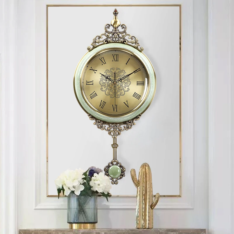 

3d Vintage Pendulum Wall Clocks Living Room Silent Aesthetic European Wall Watch Art Mechanism Duvar Saati Home Accessories