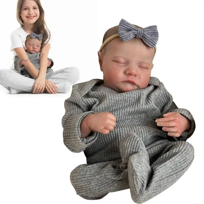 

Dolls 19inch Simulation Baby Dolls Soft Weighted Body Newborn Girl Doll Handmade Silicone Realistic Sleeping Baby Toys That Look