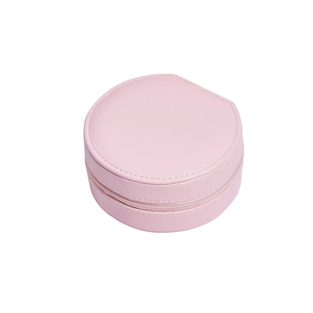 

PU Lints Jewelry Display Organizer Storage Box Necklace Rings Holder for Home Travel Round Shaped Multifunction Case