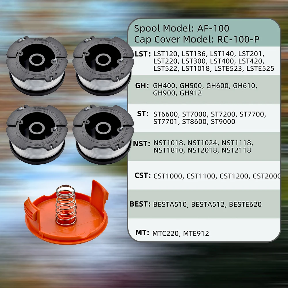 

Grass Trimmer Spool For Black Decker Cap AF100 GL280, GL301, GL425, GL430 Suitable For Multiple Models Auto Feed System