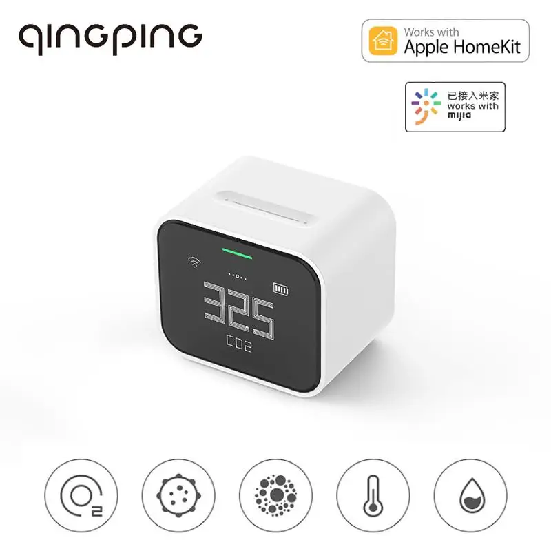 

Qingping Air Monitor Lite CO2 PM2.5 PM10 Temperature Humidity Detector Operation Work For Mi Home App HomeKit Rechargeable