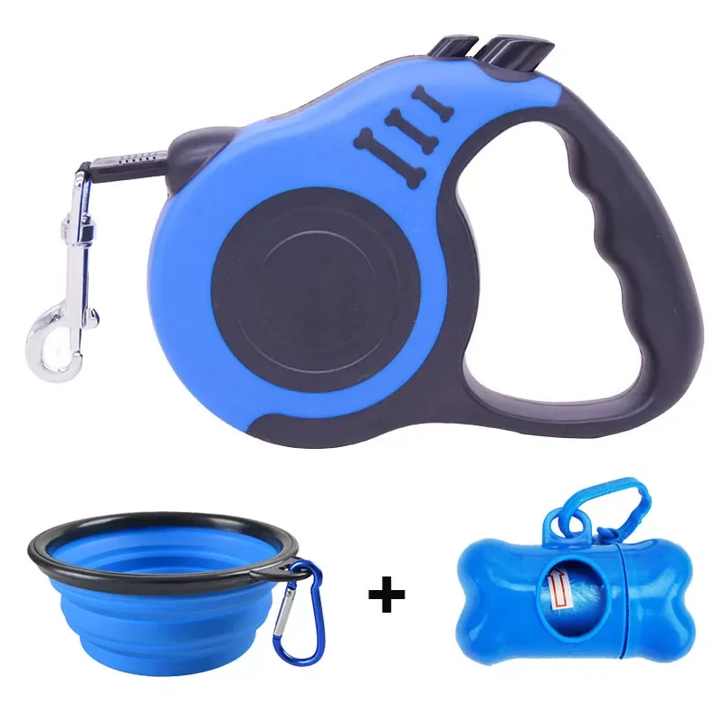 

Retractable Dog Leash with Dog Waste Bag Dispenser and Bags + Dog Bowl Heavy Duty Walking Leash For Dogs Pet Puppy Leash 3m/5m