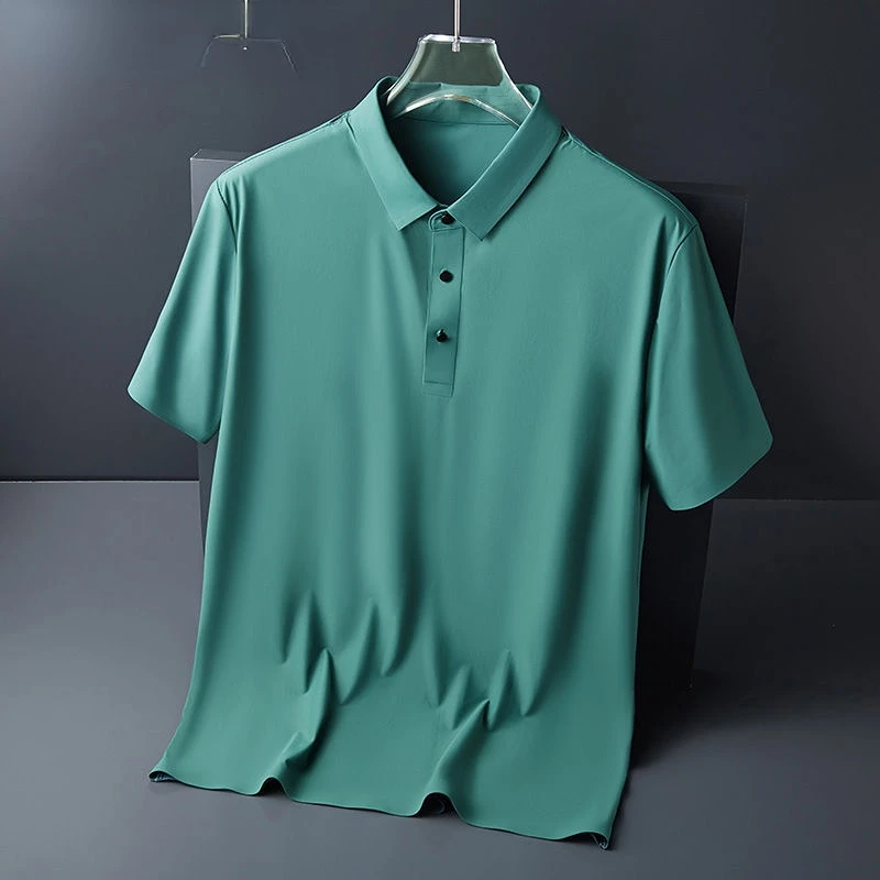 

2022 Summer Men's New Fashion Short Sleeve Thin Tees Male Ice Silk Solid Color T-shirt Men's Business Casual Polo Shirt A148