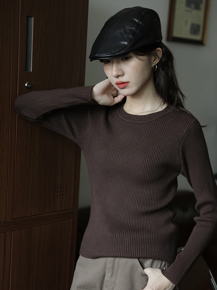 Коричневый облегающий свитер для похудения трикотажная нижняя рубашка