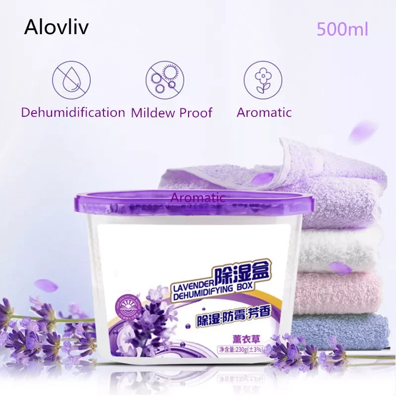 

500ml Lavender Mini Dehumidifier For Home Use Wardrobe Clothes Dryer with Desiccant Bedroom Moisture Absorbent Box