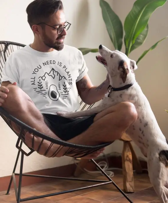 

Футболка мужская с коротким рукавом, круглым вырезом и принтом растений