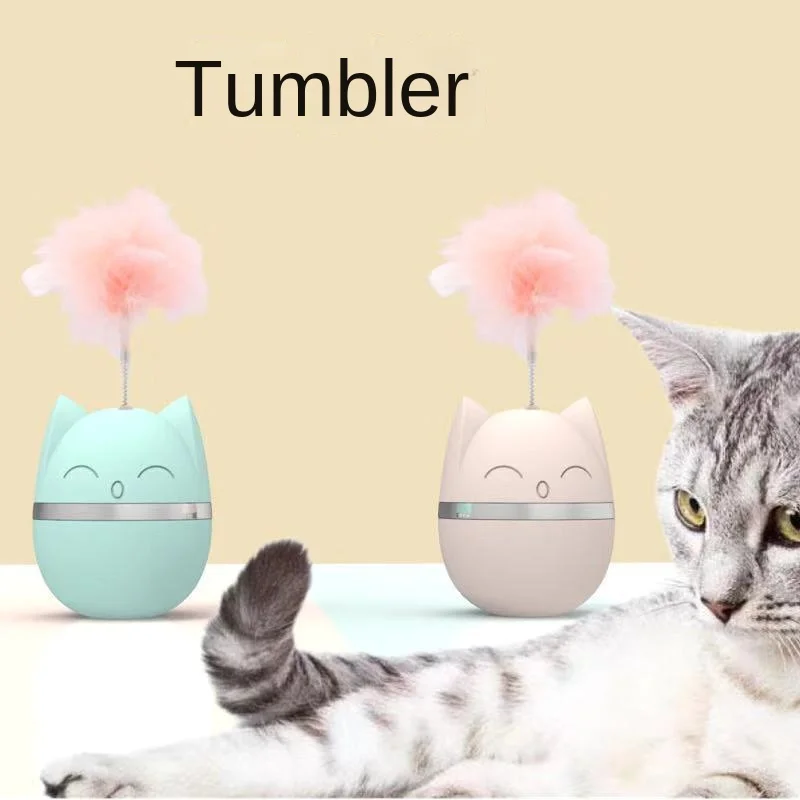 

New Cat Head Tumbler Cat Toy Feather Funny Pet Toys Funny Cat Kitten Toys Cat Interactive Training Goods Cats Products for Pets