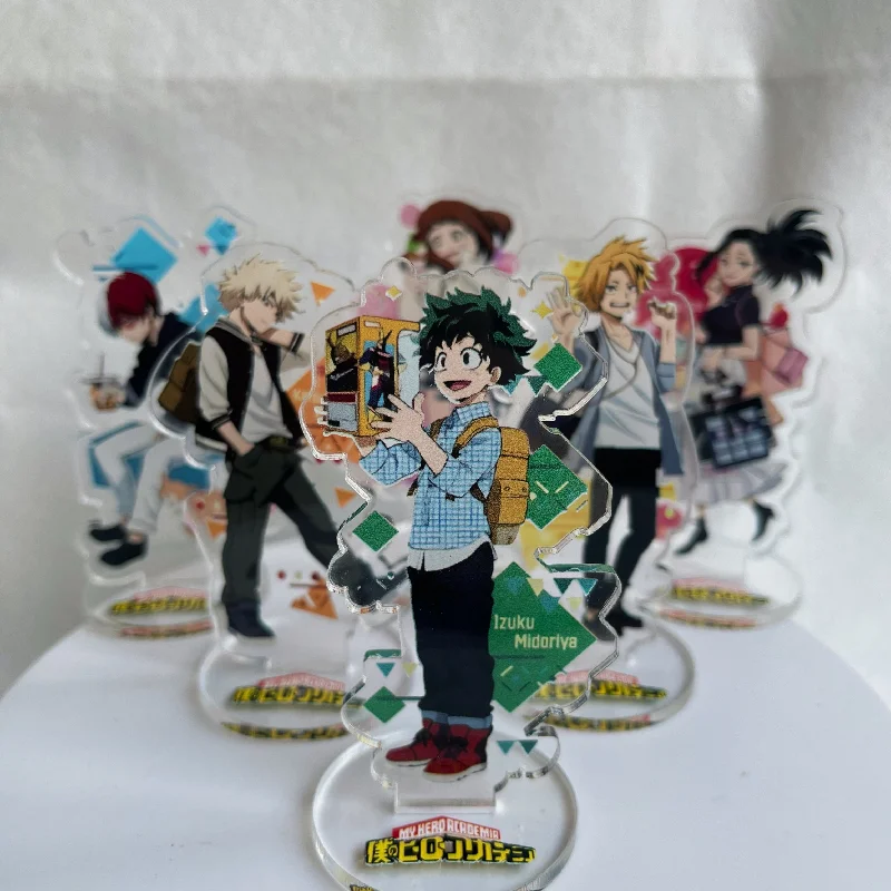 Anime My Hero Academia 10cm Acrylic Figure Todoroki Shoto Midoriya Izuku Diy Stand Model Plate Desk Decor Fans Collection Toy 