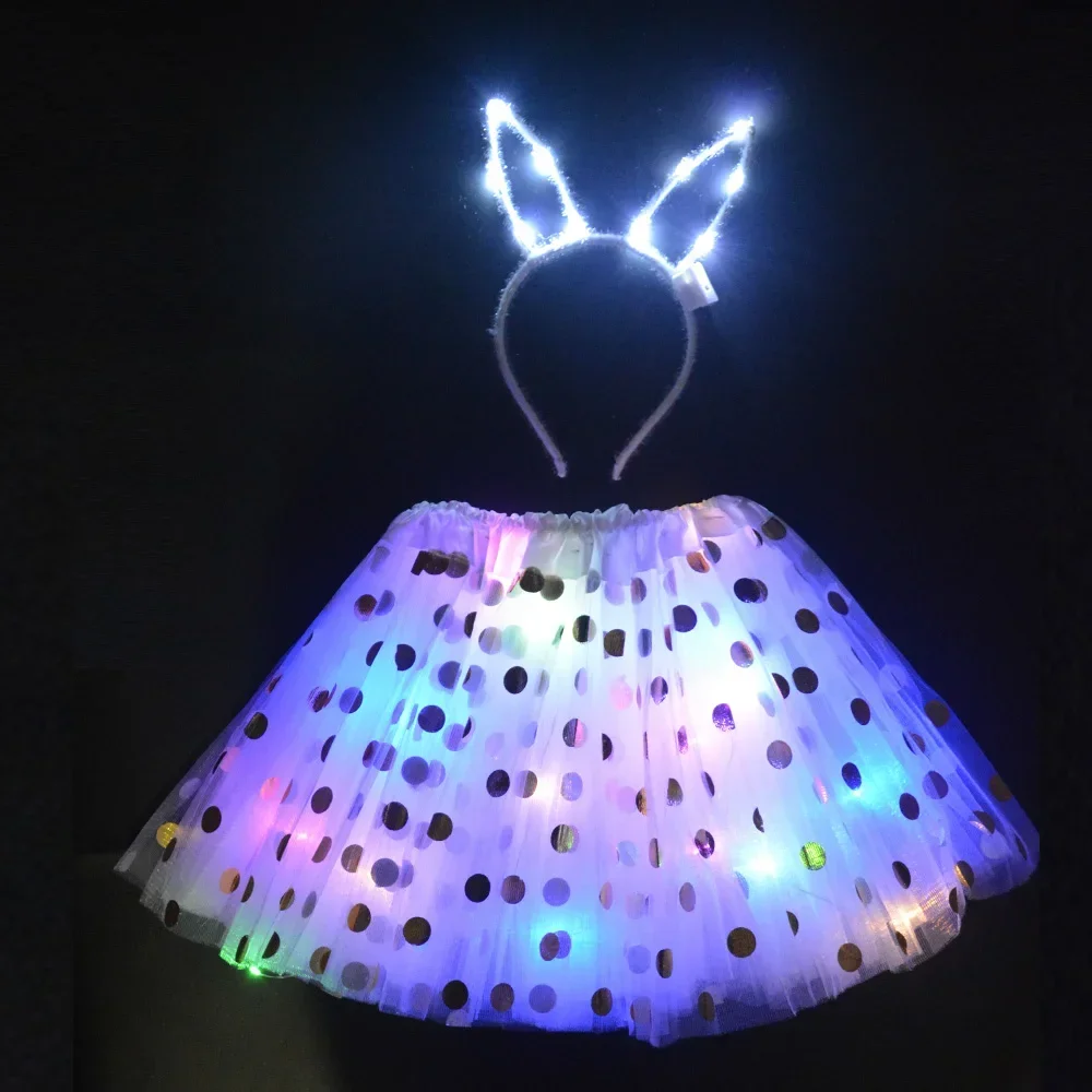 Светящаяся юбка-пачка с точечным узором для девочек детская повязка на голову
