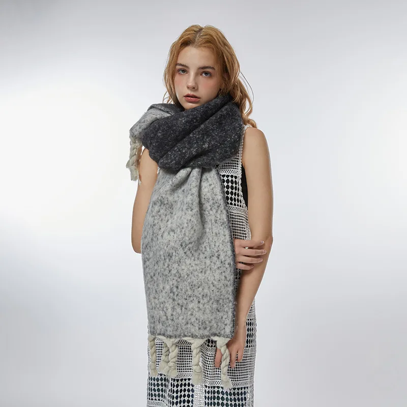 USPOP двухсторонний имитационный кашемировый шарф ручной работы для женщин Зимняя