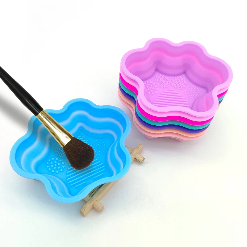 Силиконовая щетка для макияжа складной мягкий коврик чистки лица с чашей мытья
