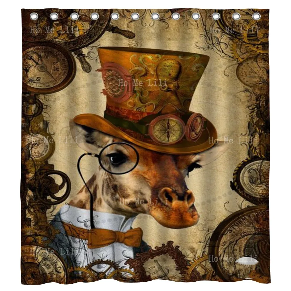 

Steampunk Giraffe Art Print The Odd Animal By Ho Me Lili Decorate Shower Curtains For Family Toilets