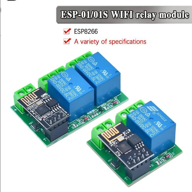 

ESP8266 Dual Channel WIFI Relay Module ESP-01 DC5V with Relay Indicator and Reset Button 2 CH Relay Boad Low Level Control