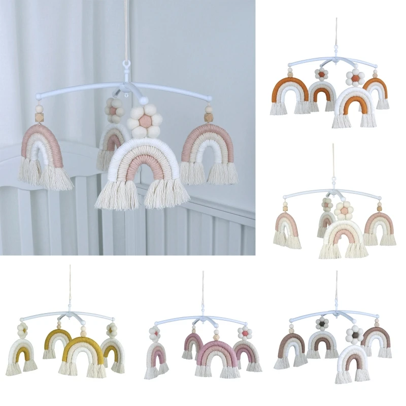 

Rainbow Macrame Pendant Wind Pendant Musical Hanging Toy for Baby Kids