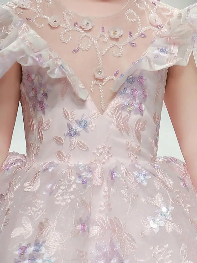 Платье с цветочной вышивкой для девочек детские свадебные платья детское платье